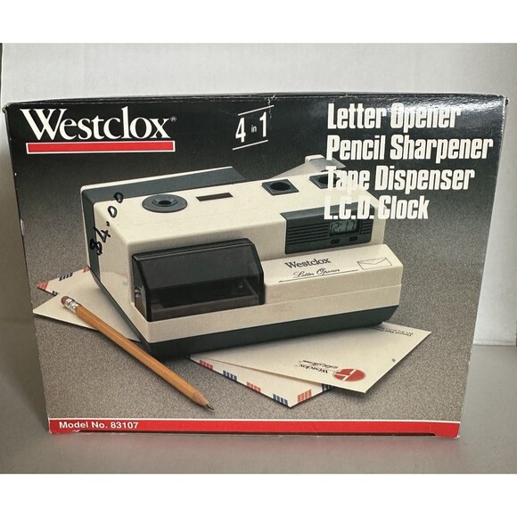 Other - Vintage Westclox 4 in 1 Letter Opener Pencil Sharpener Tape Dispenser LCD Clock